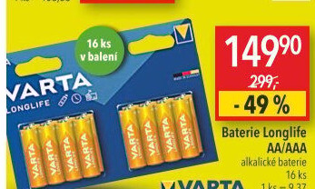 Baterie alkalické Longlife Varta