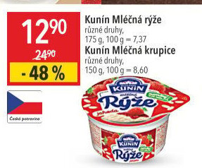 Mléčná rýže Mlékárna Kunín