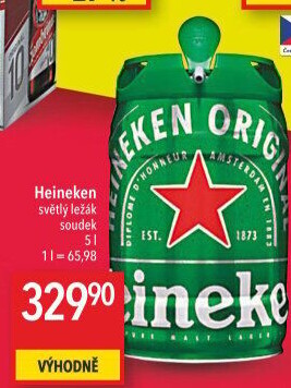 Pivo světlý ležák Heineken - soudek