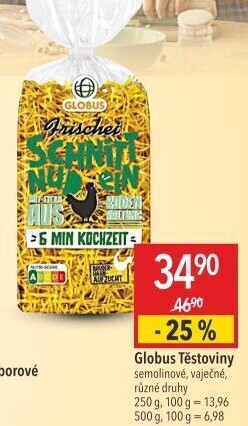 Těstoviny semolinové Globus