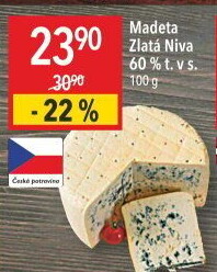 Sýr Niva zlatá Jihočeská 60% Madeta
