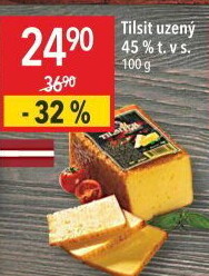 Sýr Tilsit uzený 45% Smiltene