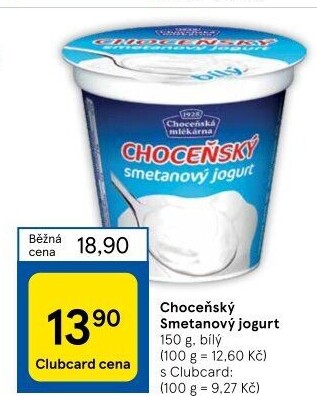 Bílý jogurt smetanový Choceňský