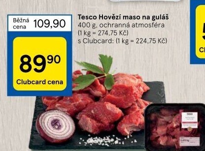 Hovězí maso na guláš Tesco