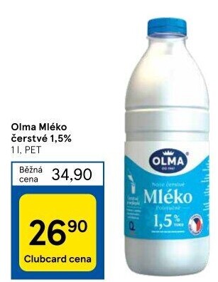 Mléko čerstvé Olma - 1,5% polotučné