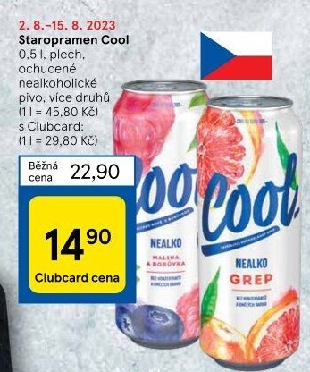 Nealkoholické pivo ochucené Staropramen Cool