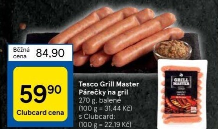 Párečky na gril Grill Master Tesco