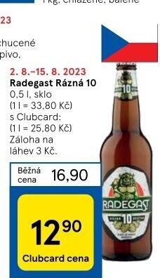 Pivo světlé výčepní Rázná 10° Radegast