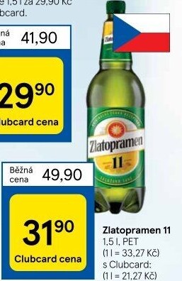 Pivo světlý ležák 11° Zlatopramen