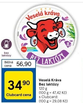 Sýr tavený bez laktózy Veselá kráva