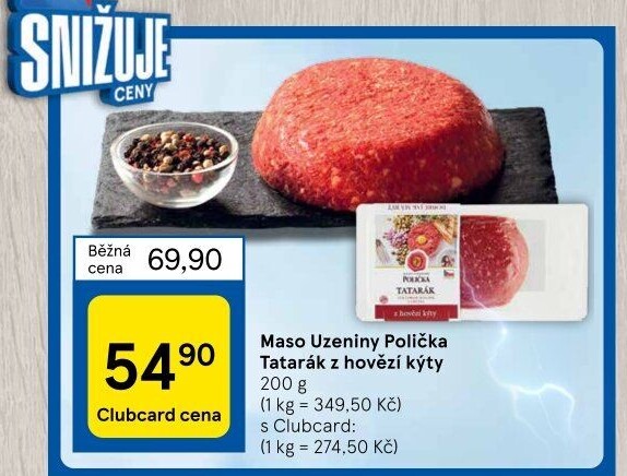 Tatarský biftek z hovězí kýty Maso uzeniny Polička