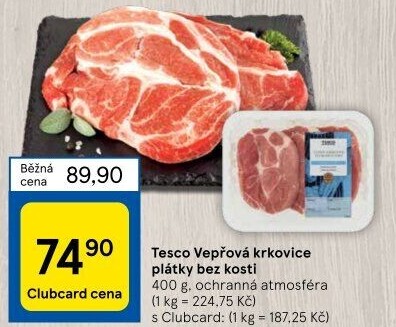 Vepřová krkovice bez kosti Tesco