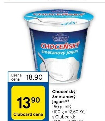 Bílý jogurt smetanový Choceňský