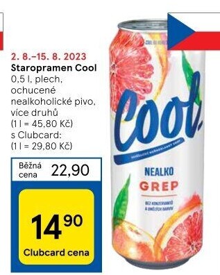 Nealkoholické pivo ochucené Staropramen Cool