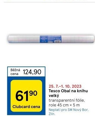 Obal na knihu Tesco