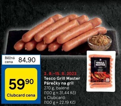Párečky na gril Grill Master Tesco