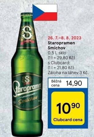 Pivo světlé výčepní 10° Smíchov Staropramen