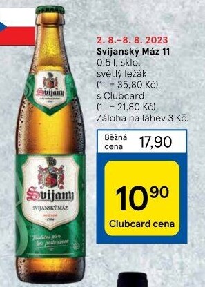 Pivo světlý ležák 11° Svijanský Máz Svijany