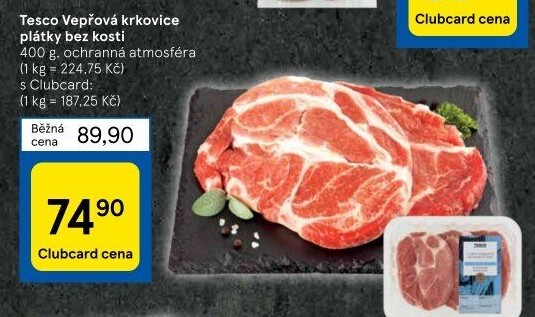 Vepřová krkovice bez kosti Tesco