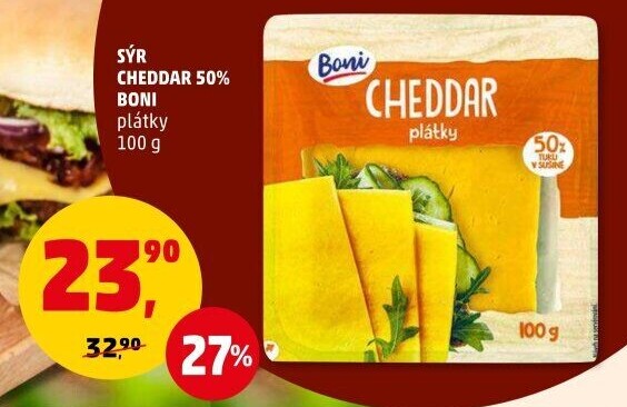 Sýr Cheddar 50% Boni