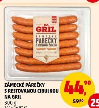 Zámecké párečky s restovanou cibulkou Na gril Penny