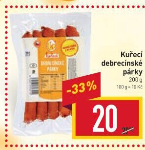 Kuřecí debrecínské párky DZ Klatovy