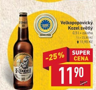 Pivo světlé výčepní 10°Velkopopovický Kozel