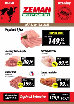 akční leták ZEMAN maso - uzeniny 7.8.2023-12.8.2023