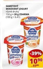 Ochucený jogurt sametový Mlékárna Kunín