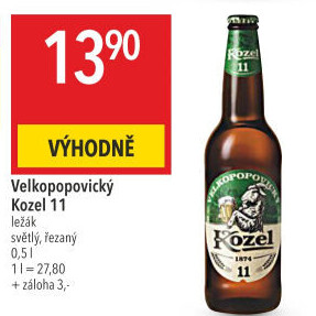Pivo světlý ležák 11° Medium Velkopopovický Kozel