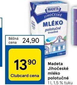 Mléko trvanlivé Jihočeské Madeta - 1,5% polotučné