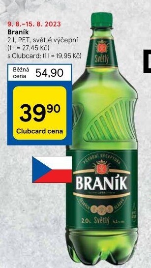 Pivo světlé výčepní 10° Braník