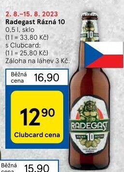 Pivo světlé výčepní Rázná 10° Radegast