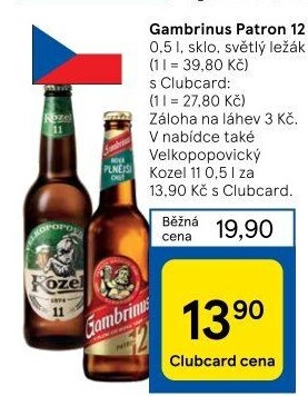 Pivo světlý ležák 12° Patron Gambrinus