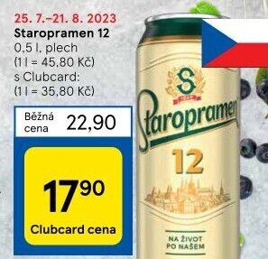 Pivo světlý ležák 12° Staropramen