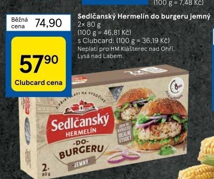Sýr Hermelín do burgeru Sedlčanský