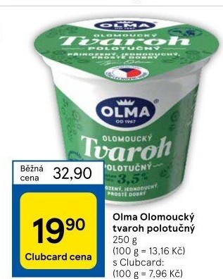 Tvaroh polotučný Olomoucký Olma