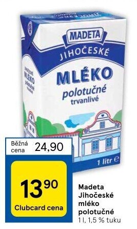 Mléko trvanlivé Jihočeské Madeta - 1,5% polotučné