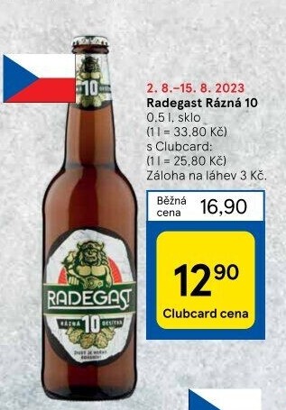 Pivo světlé výčepní Rázná 10° Radegast