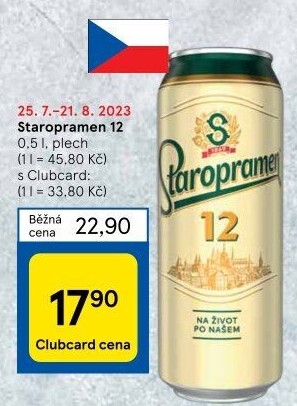 Pivo světlý ležák 12° Staropramen