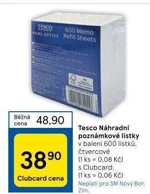 Poznámkové papírky Tesco