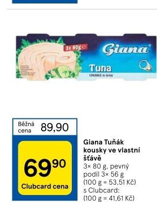 Tuňák kousky ve vlastní šťávě Giana