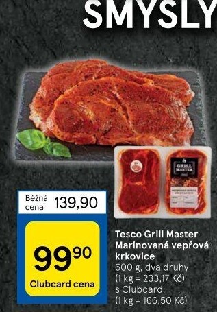 Vepřová krkovice marinovaná Grill Master Tesco
