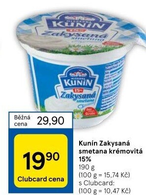 Zakysaná smetana krémovitá Mlékárna Kunín 15%