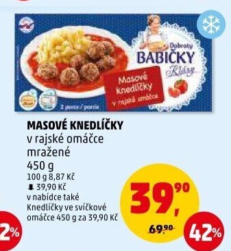 Knedlíčky masové v rajské omáčce mražené Dobroty babičky Kláry