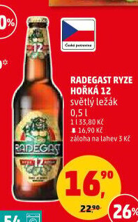 Pivo světlý ležák 12° Ryze hořká Radegast