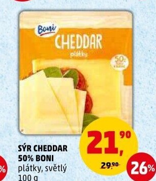 Sýr Cheddar 50% Boni