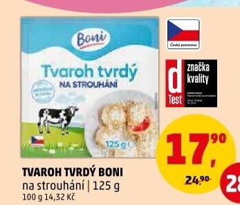Tvaroh tvrdý na strouhání Boni
