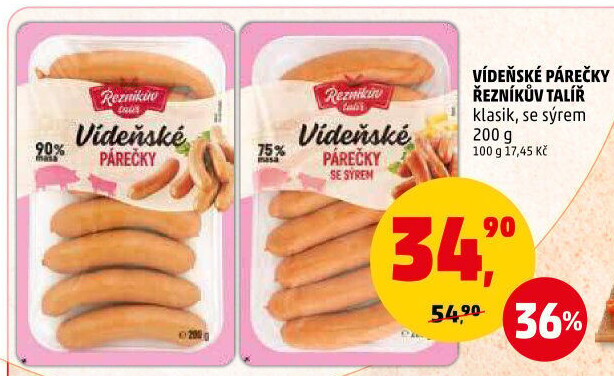 Vídeňské párečky Řezníkův talíř