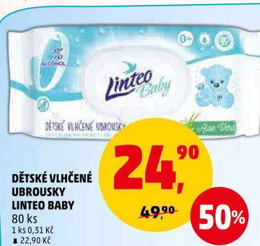 Vlhčené ubrousky dětské Linteo Baby